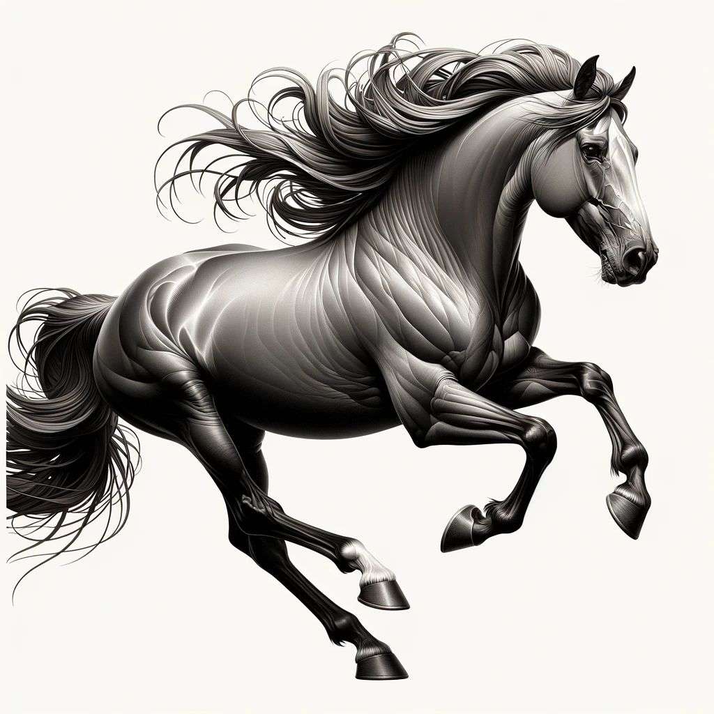 a horse, digital art, 2.5D style